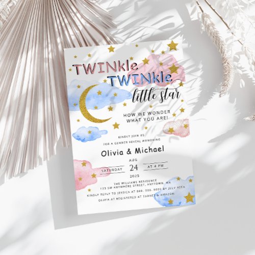 TWINkle TWINkle Little Star Gender Reveal Party Invitation