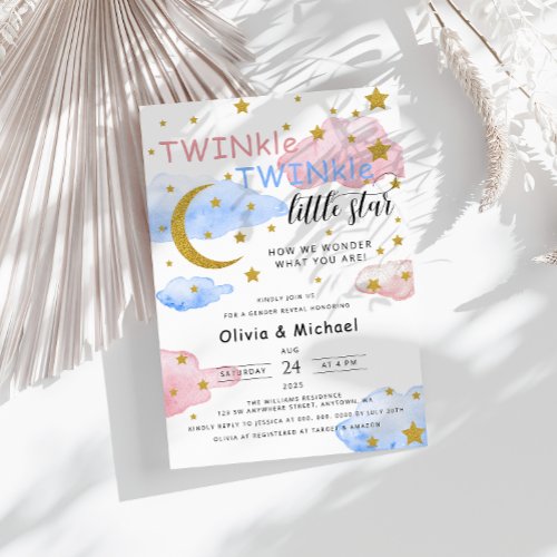 TWINkle TWINkle Little Star Gender Reveal Party Invitation