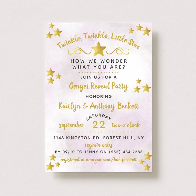 Twinkle Twinkle Little Star Gender Reveal Party Invitation (Creator Uploaded)