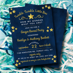 Twinkle Twinkle Little Star Gender Reveal Party Invitation
