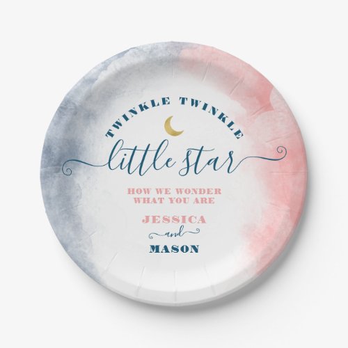 Twinkle Twinkle Little Star Gender Reveal Plates