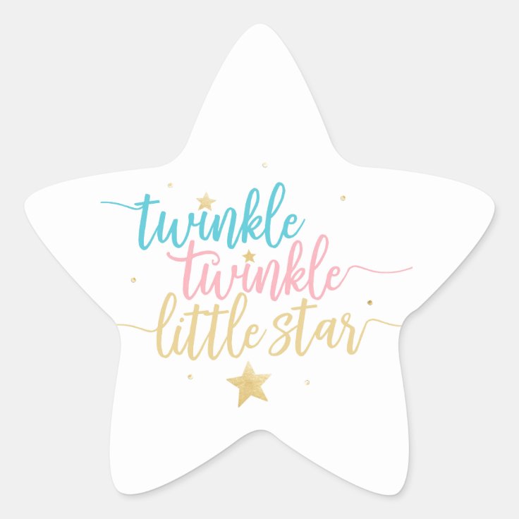 Twinkle Twinkle Little Star Gender Reveal Shower Star Sticker | Zazzle