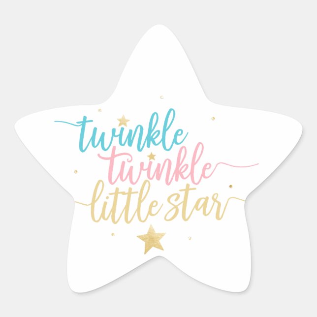 Twinkle Twinkle Little Star Gender Reveal Shower Star Sticker (Front)