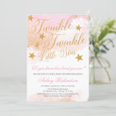 Twinkle Twinkle little star girl baby shower Invitation (Standing Front)