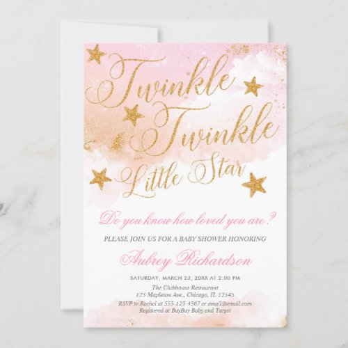 Twinkle Twinkle little star girl baby shower Invitation