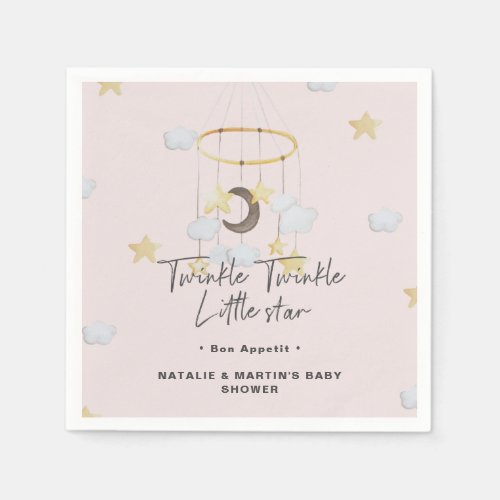 Twinkle Twinkle Little Star Girl Baby Shower Paper Napkins
