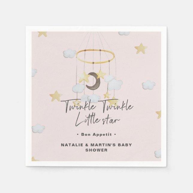 Twinkle Twinkle Little Star Girl Baby Shower Paper Napkins (Front)