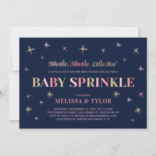 Twinkle Twinkle Little Star Girl Baby Sprinkle Invitation