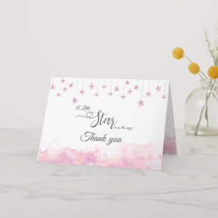 Twinkle Twinkle Little Star Girl Pink Baby Shower Thank You Card