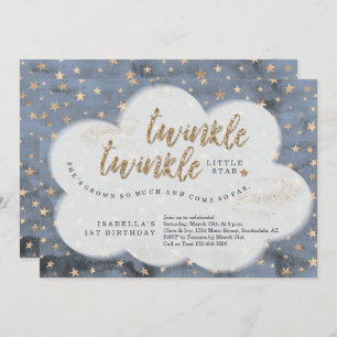 Twinkle Twinkle Little Star Girls First Birthday Invitation