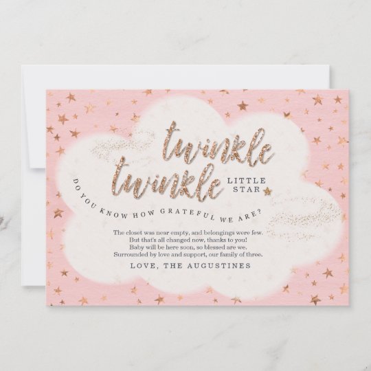 twinkle twinkle little star girls pink baby shower thank