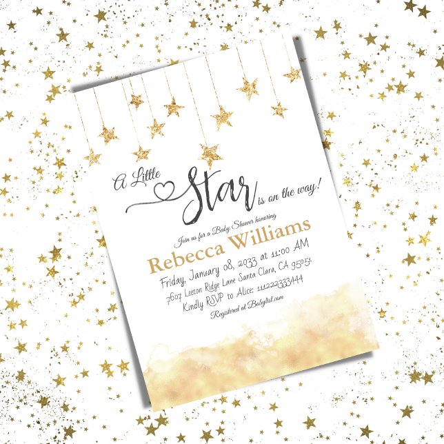 Twinkle Twinkle Little Star Gold Cloud Baby Shower Invitation (Creator Uploaded)