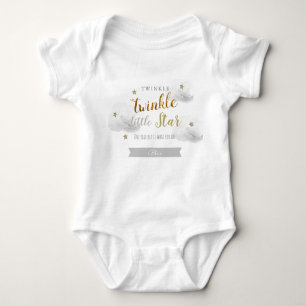 Twinkle Twinkle Little Star Gray 1st Birthday Baby Bodysuit