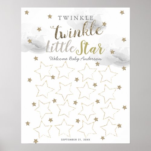 Twinkle Twinkle Little Star Gray Guest Book Sign