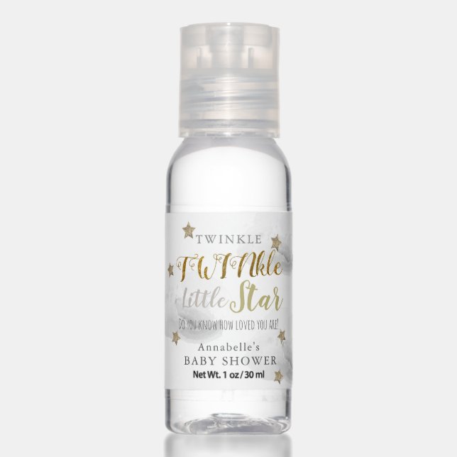 Twinkle Twinkle Little Star Gray Twin Baby Shower Hand Sanitizer (Front)