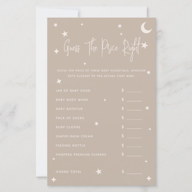 Twinkle Twinkle Little Star Guess The Price Game (Front)