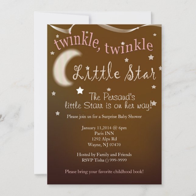 Twinkle, twinkle, little star invitation (Front)