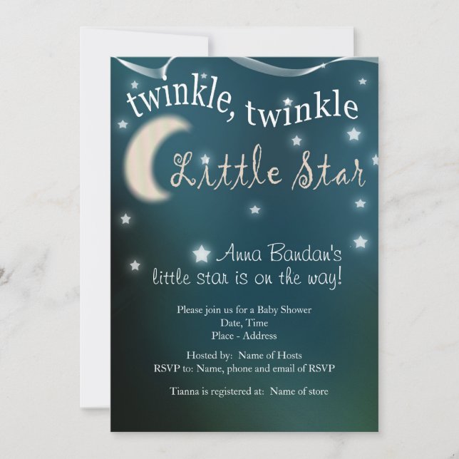 Twinkle, twinkle, little star invitation (Front)