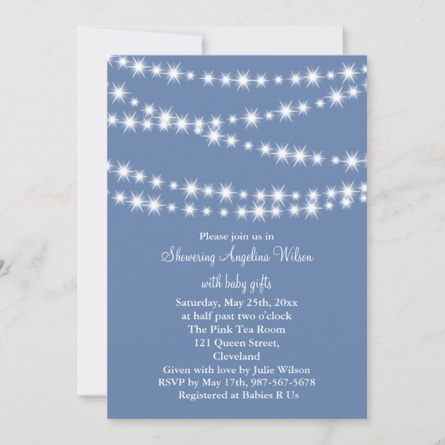 Twinkle Twinkle Little Star Invitation (blue) (Front)