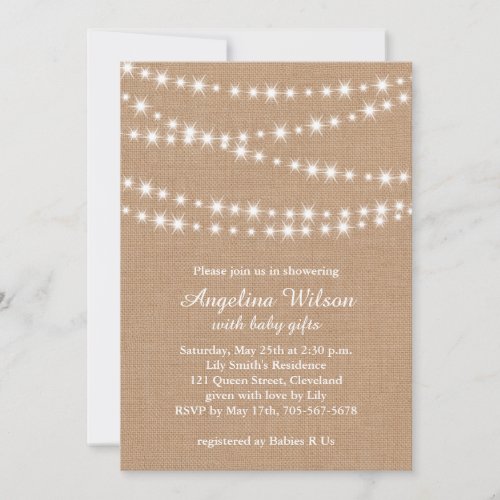Twinkle Twinkle Little Star Invitation on Burlap