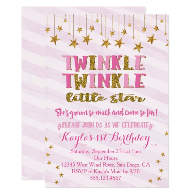 Twinkle Twinkle Little Star Invitation Pink