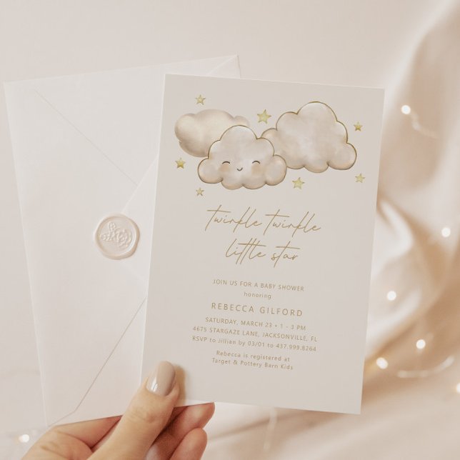 Twinkle Twinkle Little Star Ivory Baby Shower Invitation (Creator Uploaded)
