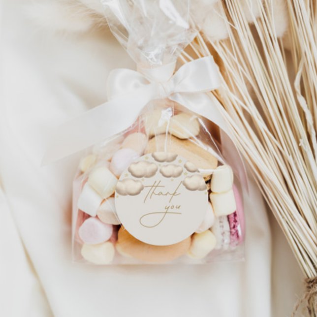 Twinkle Twinkle Little Star Ivory Thank You Classic Round Sticker (Creator Uploaded)