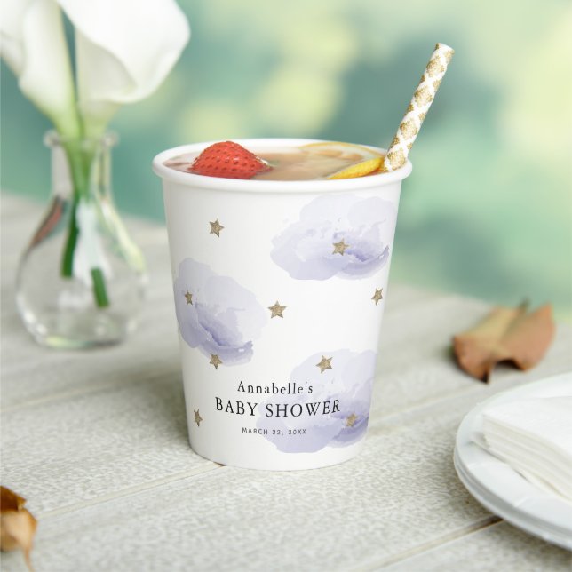 Twinkle Twinkle Little Star Lavender Baby Shower Paper Cups (Insitu)