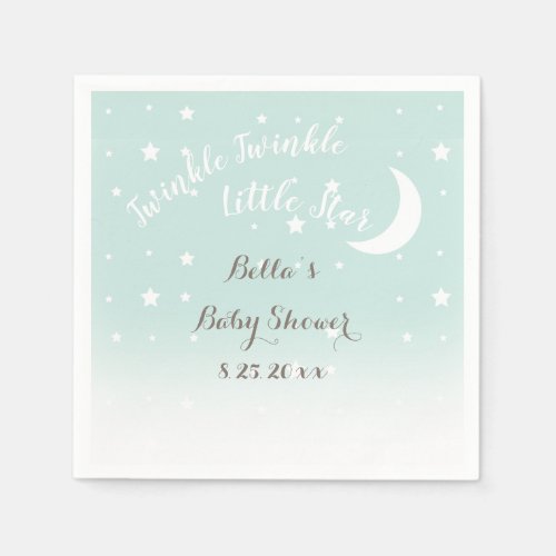 Twinkle Twinkle Little Star Mint Paper Napkins