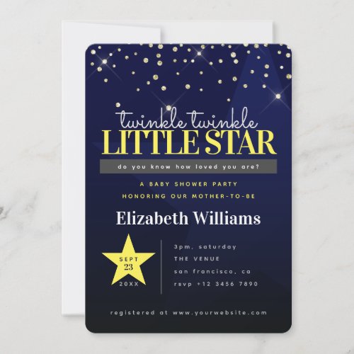 Twinkle Twinkle Little Star Modern Baby Shower Invitation