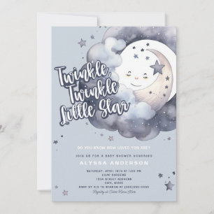 Twinkle Twinkle Little Star Moon Baby Shower Invitation