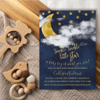 Twinkle Twinkle Little Star Moon Boy Baby Shower Invitation