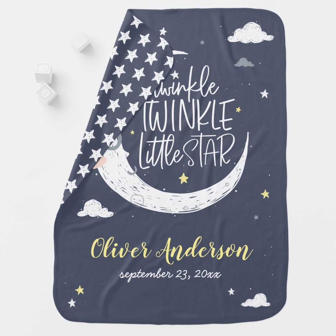 Twinkle twinkle little star moon personalized baby blanket Zazzle