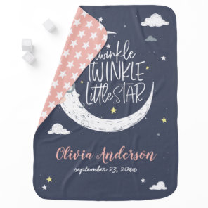 Twinkle twinkle little star moon personalized baby blanket