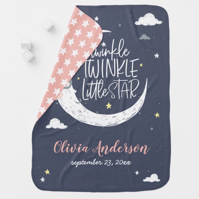 Twinkle twinkle little star moon personalized baby blanket