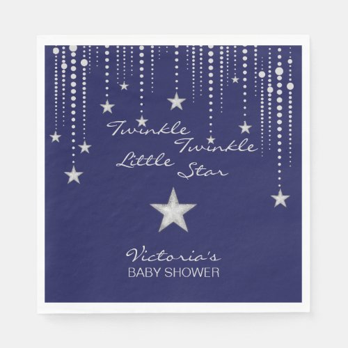 Twinkle Twinkle Little Star Napkins _ Blue Silver