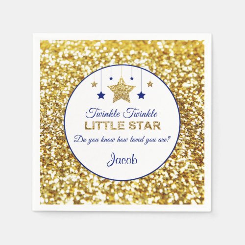 Twinkle twinkle little star napkins navy and gold