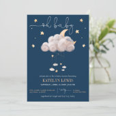 Twinkle Twinkle Little Star Navy Baby Shower Invitation (Standing Front)