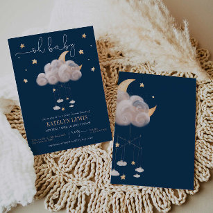 Twinkle Twinkle Little Star Navy Baby Shower Invitation