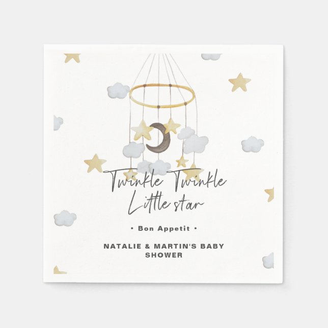 Twinkle Twinkle Little Star Neutral Baby Shower Napkins (Front)