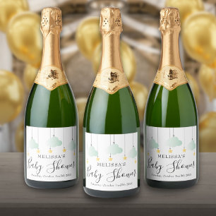 Twinkle Twinkle Little Star Neutral Baby Shower Sparkling Wine Label