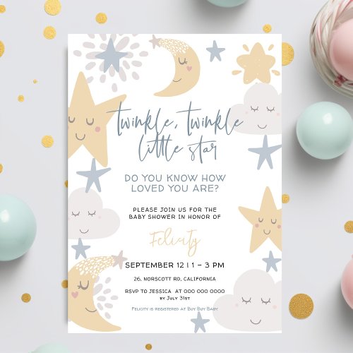 Twinkle Twinkle Little Star Nursery Baby Shower  Invitation