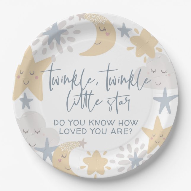 Twinkle Twinkle Little Star Nursery Baby Shower  Paper Plates (Front)
