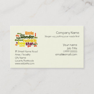 Twinkle, Twinkle Little Star nursery care Business Card