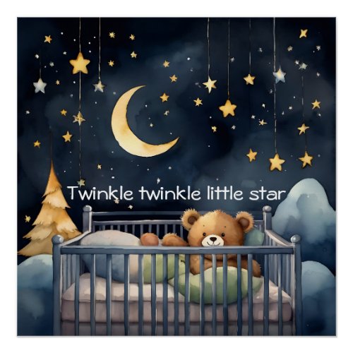 Twinkle twinkle little star nursery rhyme on  poster