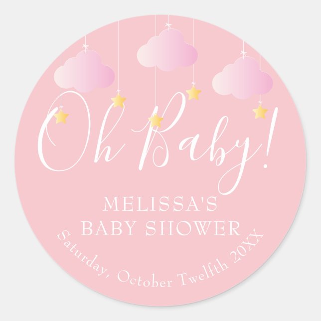 Twinkle twinkle little star Oh Baby baby shower Classic Round Sticker (Front)