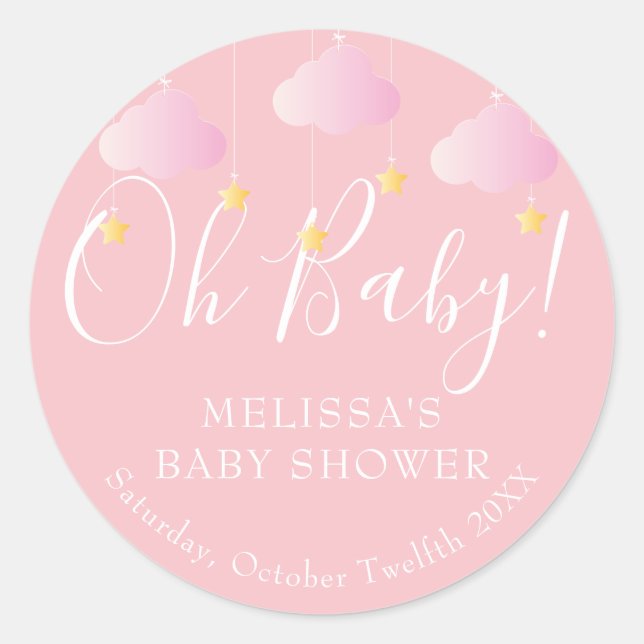 Twinkle twinkle little star Oh Baby baby shower Classic Round Sticker (Front)