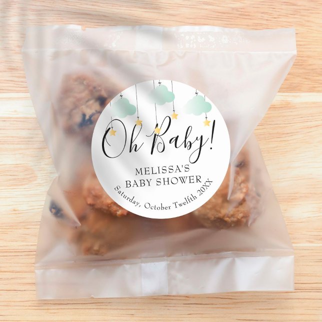 Twinkle twinkle little star Oh Baby baby shower Classic Round Sticker (Creator Uploaded)