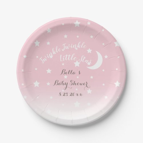 Twinkle Twinkle Little Star Pale Pink Paper Plate