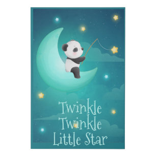 Twinkle Twinkle Little Star Panda Bear Faux Canvas Print